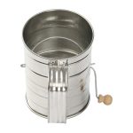 Mainstays Stainless Steel 3 Cup Flour Hand-Crank Sifter with Beechwood Handle Silver - Image 6