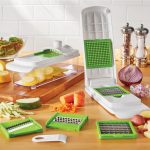 Mainstays 11 Pieces Multi-Function Nice Dicer and Mandoline, Stainless Steel, Green Glaze, 820g - Image 2