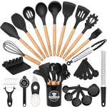 Astercook Silicone Cooking Utensils Set, 38 PCS Kitchen Utensils Set for 446°F Heat Resistant, Food Grade Utensil Set...