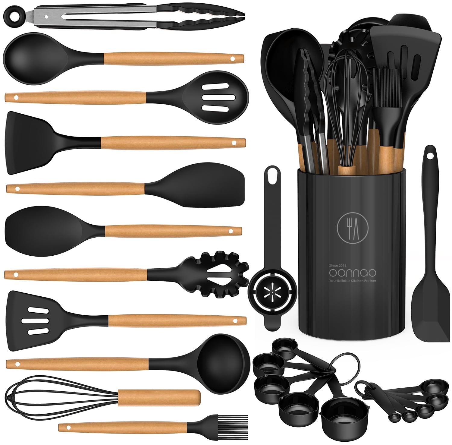 Silicone-Cooking-Utensils-Set-Silicone-Kitchen-Utensils-Cooking-Wooden-Handles-446-F-Heat-Resistant-Kitchen-Utensil-Spatula-Sets-w-Holder-Gadgets-Non_e4fe9b26-228c-4643-86e9-0ac29235d Silicone Cooking Utensils Set - Silicone Kitchen Utensils for Cooking Wooden Handles, 446°F Heat Resistant Kitchen Ut...