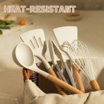 Kitchen Cooking Utensils Set, 33 pcs Non-stick Silicone Cooking Kitchen Utensils Spatula Set with Holder, Wooden Hand... - Image 5