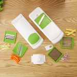 Mainstays 11 Pieces Multi-Function Nice Dicer and Mandoline, Stainless Steel, Green Glaze, 820g - Image 6